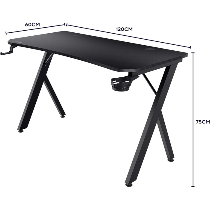 Ігровий стіл Dynamus, 120 x 60 см, метал / дерево, чорний