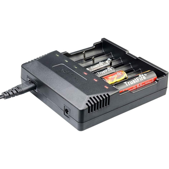 Універсальний зарядний пристрій TrustFire TR-012 - інтелектуальний зарядний пристрій з 6 зарядними відсіками для кількох акумуляторів, що перезаряджаються, літій-іонних акумуляторів 3.7V 18650 14500 18350 16340 10440