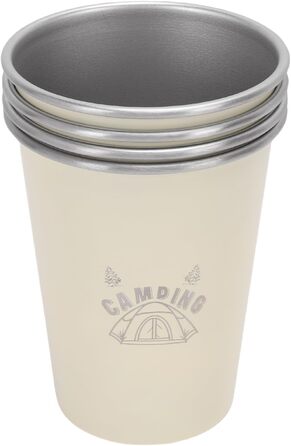 Дорожні кухлі з нержавіючої сталі (304), 350 мл, упаковка з 4 шт. , легкі кемпінгові кухлі для води, кавові кухлі для активного відпочинку, домашнє використання (бежевий)