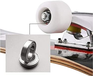 Круїзерний скейтборд з Double Kick - повний комплект для дітей, підлітків та дорослих, 7-шарова увігнута дека з канадського клена, 79 x 19.5 x 9.5 см, візерунок черепа