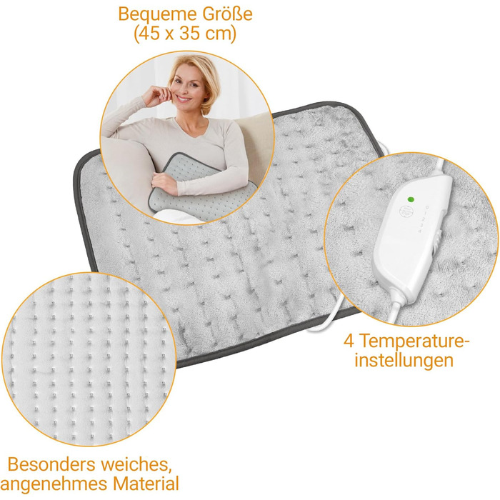 Грілка medisana HP 650 XL, 45 x 35 см, грілка для спини, сідниць та шиї, з 4 температурними режимами та захистом від перегріву, електричний нагрівальний килимок з автоматичним вимкненням, грілка XL, яку можна прати