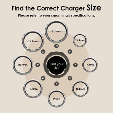Розумний зарядний пристрій Smart Ring розміру 11 сумісний з нашим Ring Gen3, док-станція для швидкої зарядки, включаючи кабель USB-C, зарядний пристрій для розмірів 6/7/8/9/10/11/12/13