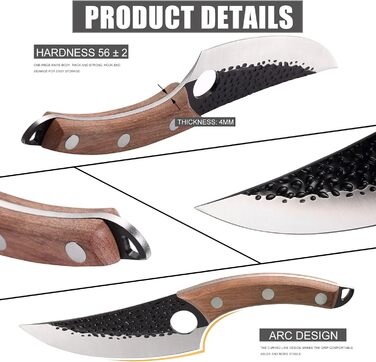 Дюймовий японський ніж зі шкіряним чохлом, кований кухарський ніж кухонний ніж з отвором для пальця дерев'яна ручка, гострий кістк