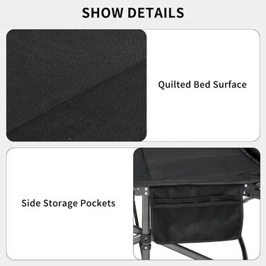 Розкладне похідне ліжко Naturehike з подушкою, кемпінгове ліжко 190 x 70 x 48 см, включає стьобаний шар товщиною 3 см, вантажопідйомність дорожнього ліжка до 150 кг, портативне крісло-шезлонг