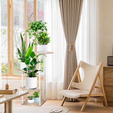 Рівнева дерев&39яна полиця для квітів, підставка для рослин, багаторівнева підставка для квітів, підставка для рослин, лавка для квітів, драбина для рослин, полиця для прикраси балкону в приміщенні (білий дуб) 5-рівнева, білий дуб, 5-