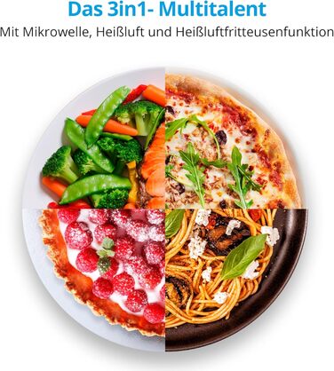 Мікрохвильова піч MEDION з функцією фритюрниці (25 літрів, 1 500 Вт гаряче повітря, мікрохвильова піч 900 Вт, 9 автоматичних програм, кнопка попкорну, функція розморожування, LED-дисплей, MD11499)