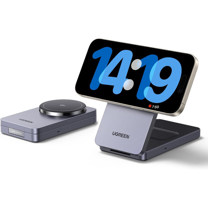 Сертифікована зарядна станція для iPhone потужністю 15 Вт, магнітна зарядна станція 2 в 1, сумісна з MagSafe, складний бездротовий