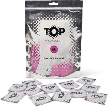 Презервативи TOP Ribbed & Dotted, рельєфні, 53 мм, 40 шт