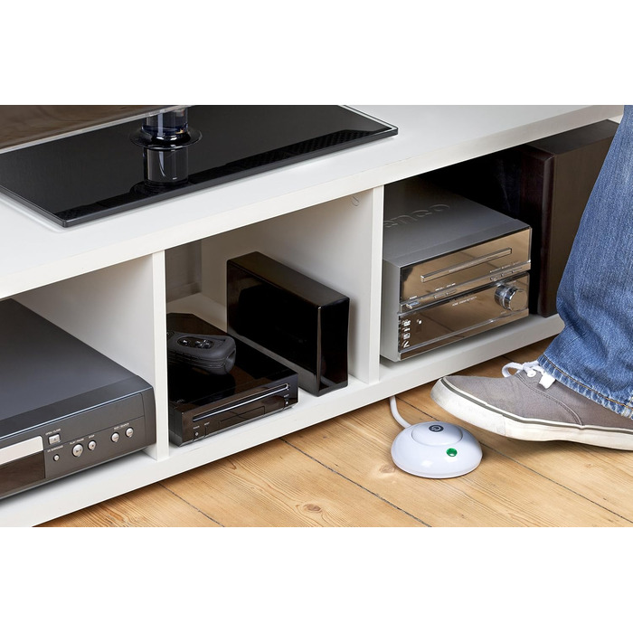 Контактний подовжувач Meister - кабель 2 м - білий - пластиковий кабель - IP20 для приміщень - окремий педальний вимикач / подовжувач живлення / кілька розеток / настільна розетка / Tido 6-контактний / 7430050, 6-