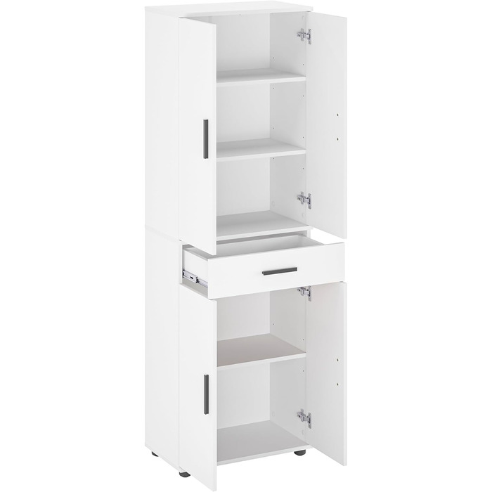 Багатофункціональна шафа KOMTO шириною 60 см - Біла шафа, гардеробна з 1 шухлядою, висока шафа, офісна шафа, книжкова шафа з 4 дверима Порто 180 x 34 x 60 см Білий Порто 180 см