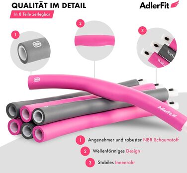 Хула-хуп AdlerFit для дорослих та дітей для схуднення 1,2 кг - діаметр до 100 см - Хула-хуп для початківців, досвідчених та професіоналів - для інтенсивних тренувань - фітнес-хуп