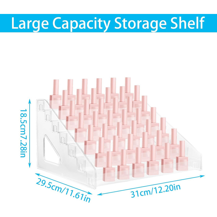 Шарів зберігання лаку для нігтів, 7-рівневий прозорий тримач для лаку для нігтів до 84 пляшок, олія Лак для нігтів Стенд для косметичного засобу, туалетний столик, 7