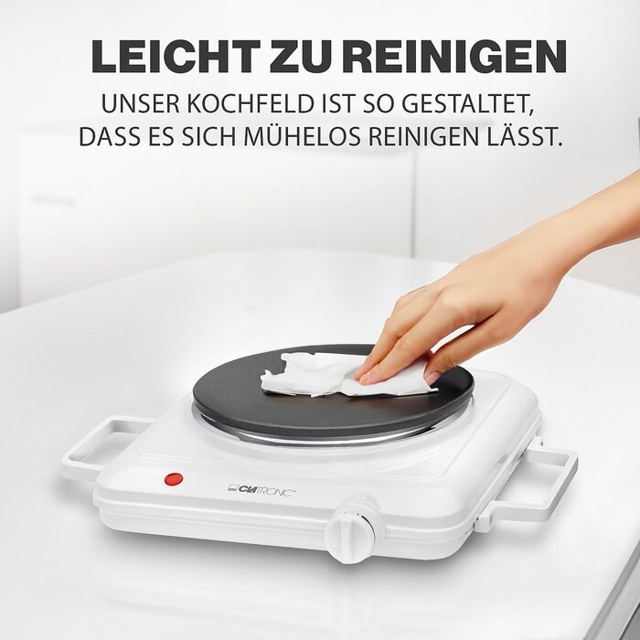 Клатронічна плита для кемпінгу, кухні чи офісу Варильна плита 1 Ø приблизно 180 мм Плита з плавним термостатом і світловим індикатором термостійкий лак 1500 Вт ЕКП 3582