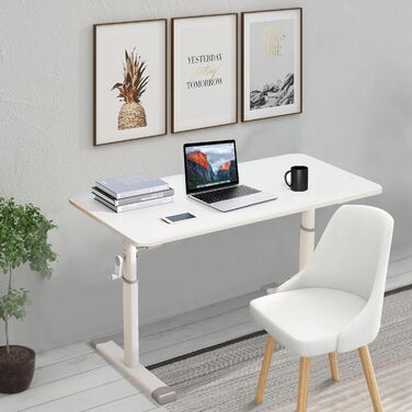 Стіл з регульованою висотою, стіл для роботи стоячи, меблі для навчання, 80 x 45 см, маленький стіл для дітей, стіл з регульованою висотою, білий, 80 x 45 x (63 - 90 см)