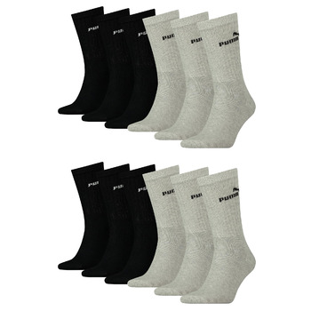 Тенісні шкарпетки PUMA Unisex Crew, спортивні шкарпетки для жінок та чоловіків, 12 пар, розміри 43-46, 666 - чорні/сірі