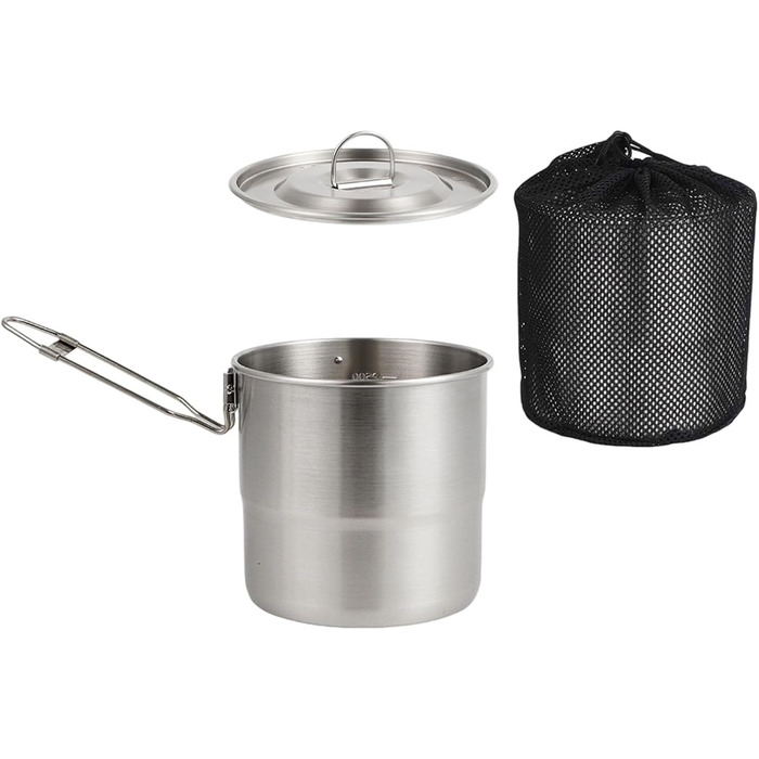 Легкі кемпінгові горщики з нержавіючої сталі для приготування їжі на свіжому повітрі, багатофункціональні для шукачів пригод та любителів активного відпочинку. Багатофункціональні кемпінгові горщики з ручкою.