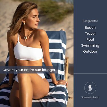 Пляжний рушник з мікрофібри SummerSand XL 200x100 см - Без піску, компактний та швидковисихаючий - Ідеально підходить як пляжний рушник, банний рушник, рушник для подорожей та рушник для сауни - Рушник для ванни з мікрофібри великого розміру - Темно-синій