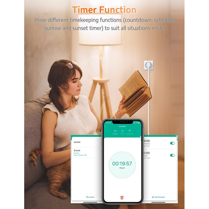 З вимірюванням струму, макс. 16A Smart Home Plug, сумісний з Alexa/Google Home, компактний дизайн, голосове керування, APP Remote Control, таймер, 13A