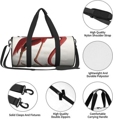 Спортивна сумка для подорожей, з принтом американського фламінго, чорна, універсальний розмір