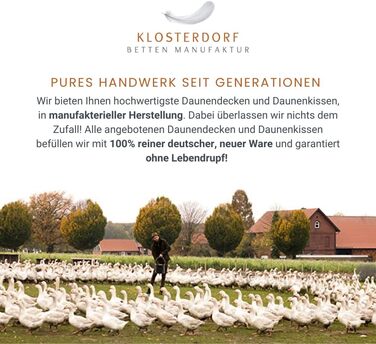 Подушка преміум-класу Klosterdorf Bedding Manufactory з трьома камерами &quotФункціональна&quot - 80x80 см - 1000 грамів - Ручна робота в Німеччині - Здоровий сон - Пухова подушка, 3-камерна подушка