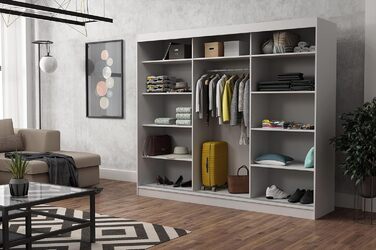 Шафа-купе Brent - Emily з розсувними дверима, шириною 250 см, шафа для спальні з 1 рейкою для одягу та полицями для одягу, шафа Artisan Oak 250 см Artisan Oak