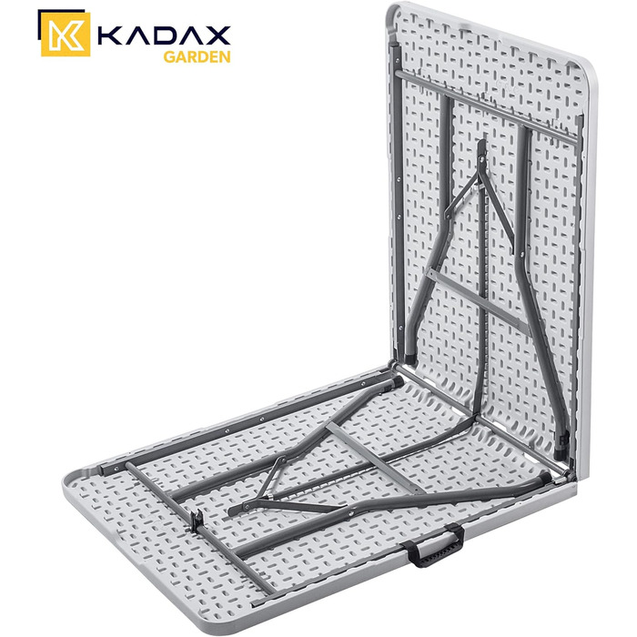 Складаний садовий стіл KADAX 180 x 74 x 73 см, водонепроникний складний стіл, стіл для вечірок у саду, на патіо та на балконі, міцний фуршетний стіл, кемпінговий стіл (білий)