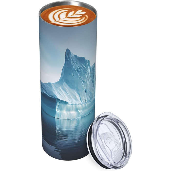 Кухоль з прямою трубочкою, дизайн айсберга, дорожній кухоль з принтом, підходить для кемпінгу, офісу та дому, 590 мл