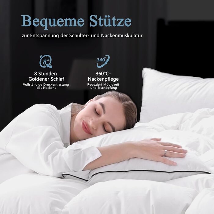 Пухова подушка 80x80 см () Розкішна подушка з пухом та пір&39ям, чохол зі 100 органічної бавовни, 3-камерна готельна подушка із середньою підтримкою, пір&39яна подушка 80 x 80 см () Біла