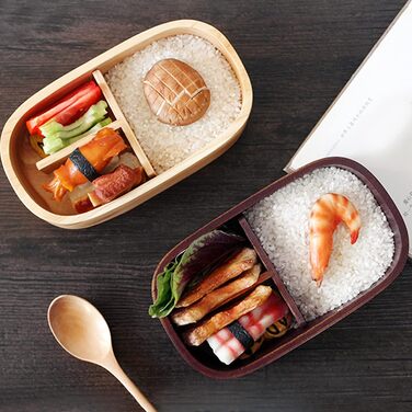 Ланчбокс портативний контейнер, японський стиль, дерев&39яний набір ланчбоксів, двошаровий, з роздільником для учнівських пікніків (1)