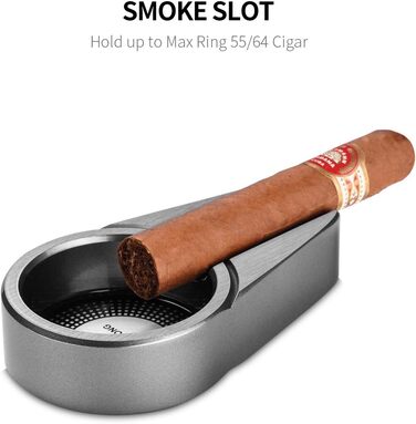 Попільничка для сигар CIGARLOONG з канавкою для тераси/зовнішнього/внутрішнього використання срібло