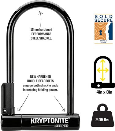 Подібний замок Kryptonite Keeper 12 мм з U-подібним кронштейном Flex-Frame Keeper Standard (10,2 x 20,3 см)