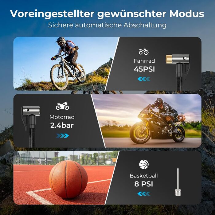Електричний повітряний насос YOUNGDO, велосипедний компресор, 170x69x50 мм, 10.3 бар / 150 PSI, пластик/метал, чорний
