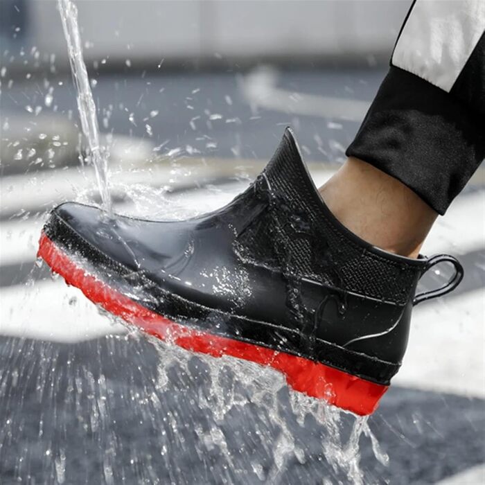 Чоловічі гумові гумові чоботи, водонепроникні черевики до щиколотки, робоче взуття, чорні, розмір ЄС 42