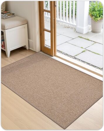 КОЛІР І ГЕОМЕТРІЯ Великий нековзний килимок для прихожих 60 x 120 см, килимок для прихожих, що миється, що вловлює бруд, бежевий 60 x 120 см (прямокутний)