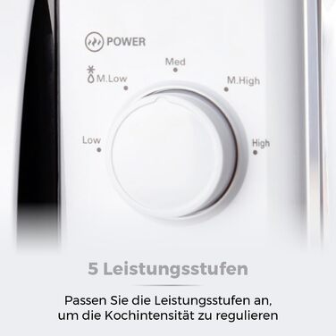 Ручна мікрохвильова піч Tower T24034WHT 20 літрів 700 Вт з 5 рівнями потужності та таймером на 35 хвилин - мікрохвильова піч біла