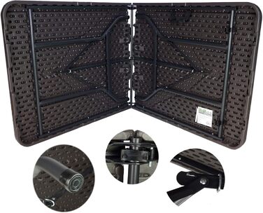 Стіл-фуршет TRUTZHOLM, розкладний стіл, 180 x 75 см, імітація дерева, складаний, пластик, садовий стіл, стіл для пивного намету, кемпінговий стіл, стіл для вечірки, приставний столик