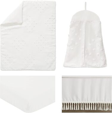 Дитяча постільна білизна Sweet Jojo Designs Boho Dot Комплект для дитячого ліжечка, 4 предмети, слонова кістка, бежевий, кремовий,