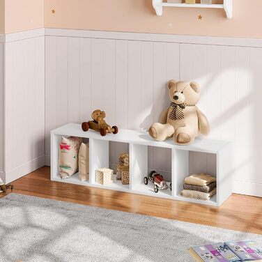 Книжкова полиця WOLTU на 4 рівні, кубічна полиця, відкритий стелаж, полиця для вітальні, кабінету, дитячої кімнати, офісу, сучасна, 30x106,5x23,5 см, білий, SK051ws