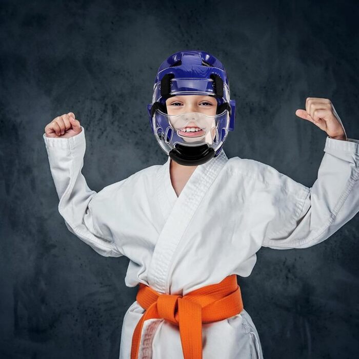 Регульований легкий шолом для тхеквондо з захистом голови та дихаючою маскою для спарингу, карате, тренування з бойових мистецтв