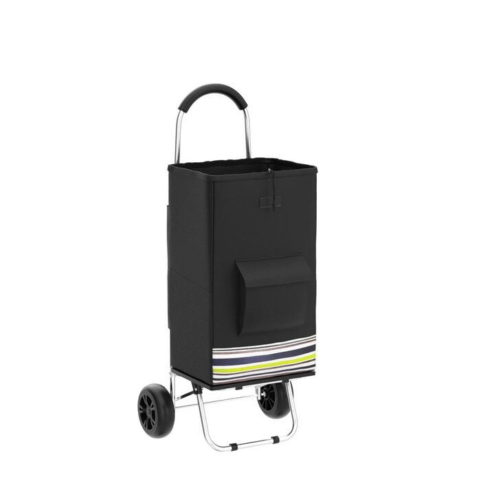 Складний візок для покупок, 75 л, 2-в-1, з 2 колесами, з рамою з нержавіючої сталі та знімною водонепроникною сумкою з брезенту (чорний)