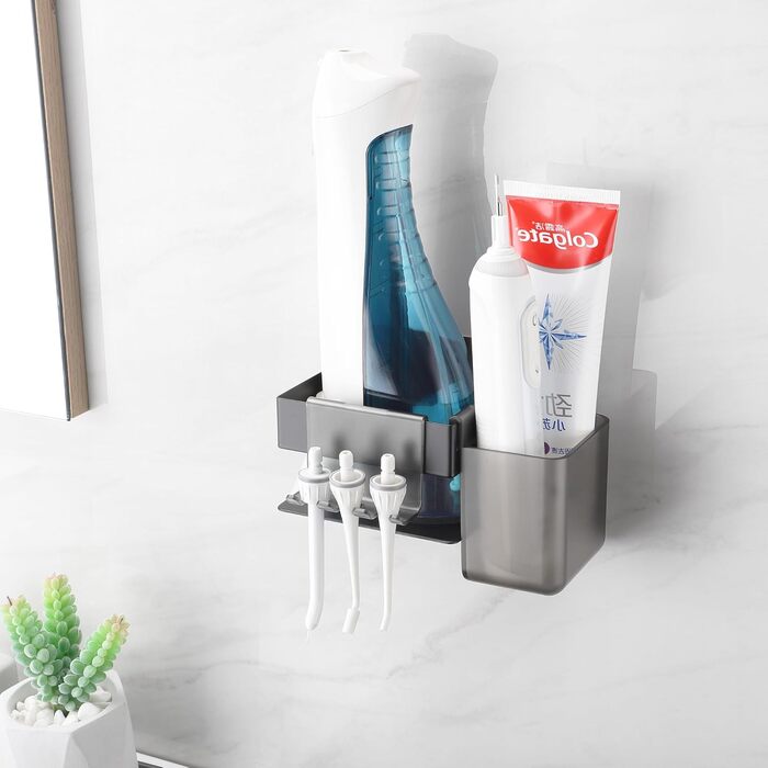 Тримач для зубної щітки OETAMS Тримач для електричної зубної щітки з 2 аксесуарами для ванної кімнати, тримач для зубної щітки з нержавіючої сталі Настінний самоклеючий тримач для зубної щітки Чорний тримач для насадок для щіток без свердління