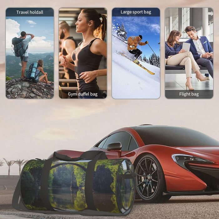 Спортивна сумка, дорожня сумка, дуга, міст, принт, сумка на нічліг, чорна, універсальний розмір, сумка для подорожей