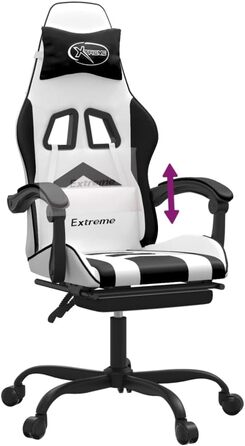 Ігрове крісло з підставкою для ніг, крісло для ПК, ігрове крісло, крісло для геймерів, крісла для домашнього офісу, крісла для ігор, комп&39ютерне крісло, крісло для PlayStation, біла та чорна штучна шкіра