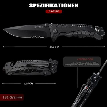 Складаний ніж Kryvex 3-в-1 кишеньковий ніж з кліпсою, ніж EDC, одноручний ніж, ніж для кемпінгу 006-LL