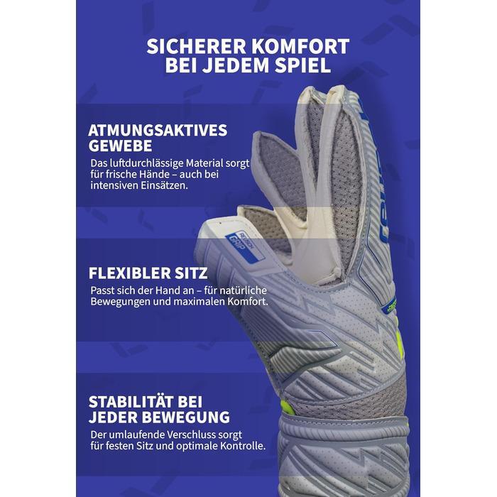 Воротарські рукавички Reusch Attrakt Grip Finger Support Junior Flexible для дітей та підлітків, футбольні рукавички із захистом пальців для всіх ігрових поверхонь та будь-яких погодних умов, сіро-жовті, розмір 6.5