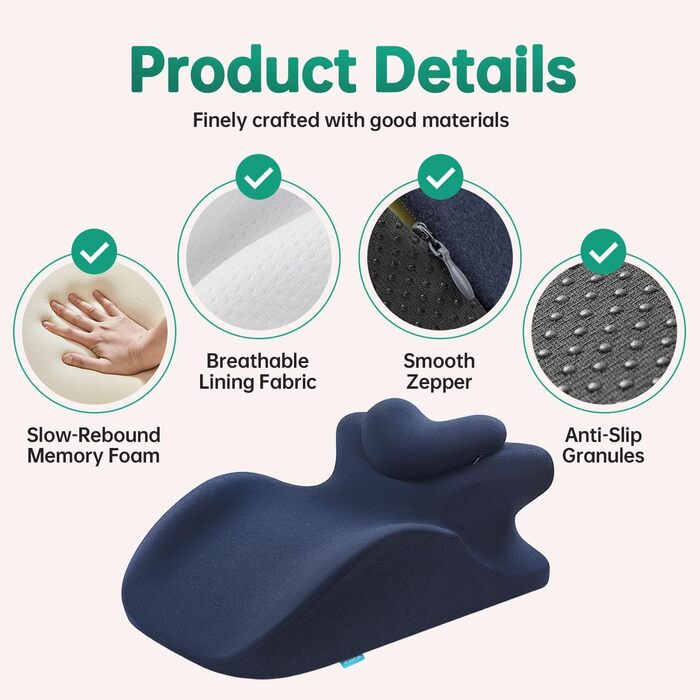 Ергономічна клиноподібна подушка для лежання, подушка для ліжка для сидіння, полегшення болю в спині, шиї та ногах, проти хропіння, ідеально підходить для масажу, читання, сну, розблокування сексуальної пози, виправлення болю та дискомфорту в тілі