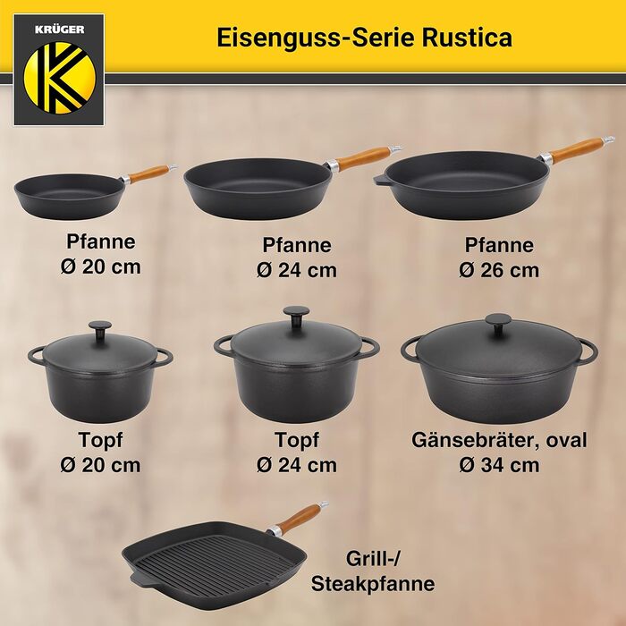 Чавунна гусятниця Krger з кришкою - емальована - висока термостійкість і дуже добре утримує тепло - підходить для всіх типів варил