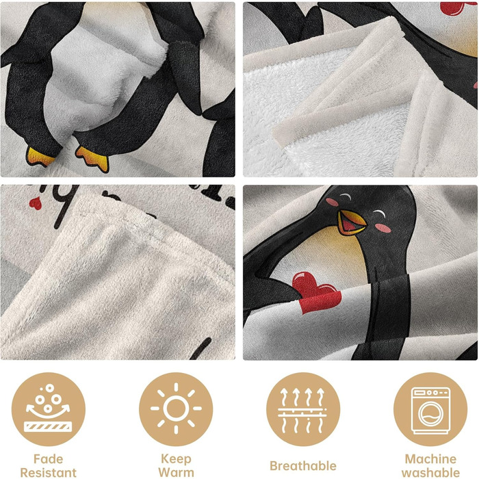 Подарунок на День святого Валентина для нього/неї, подарунки &quotЯ тебе кохаю&quot для жінок та чоловіків, персоналізована ковдра з пінгвіном, для партнера, подарунок на річницю для нього/неї, подарунок на День святого Валентина 157x132 см