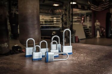 Замок навісний Silver Rock 5/40 з масивного цинку - набір 2 шт. - з силіконовою захисною рамкою - для підвалів та ін. - рівень безпеки ABUS 5 - Синьо-сріблястий набір, 40 мм, стандартна дужка