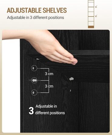 Книжкова полиця Hzuaneri, 6-ярусна стояча полиця, полиця для зберігання, полиця для колекційних предметів, регульовані панелі, для вітальні, офісу, 24 x 30 x 169,5 см, чорна BC06904 шт. 24 x 30 x 169,5 см чорна